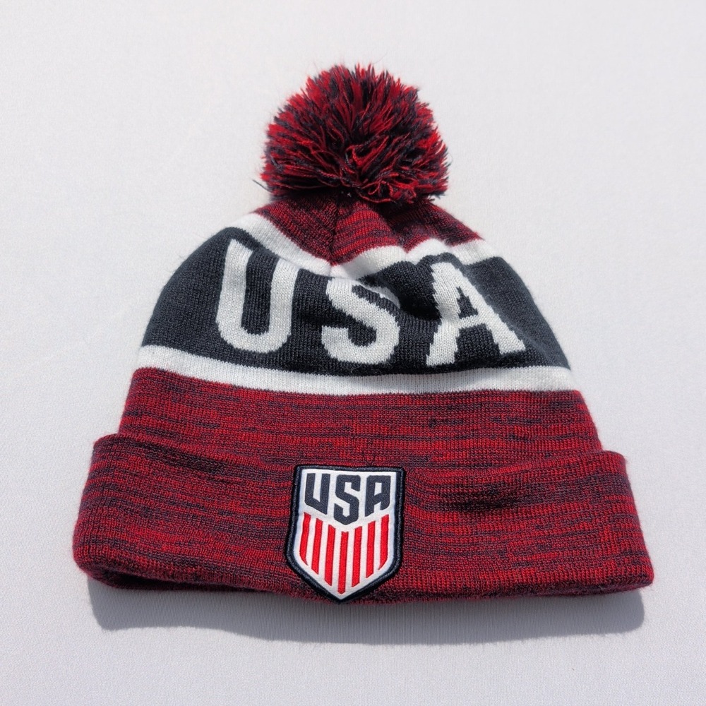 Icon Sports Team USA Knit Hat Beanie Official Merchandise Cuffed PomPom